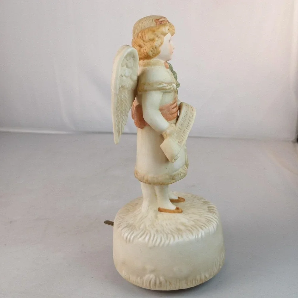 Rare 1985 VTG Schmid B. Shackman Ceramic Angel Girl Figurine Christmas Music Box